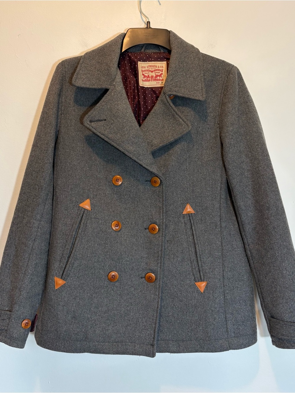Levi’s Wool Blend Peacoat Medium Gray Double Breasted